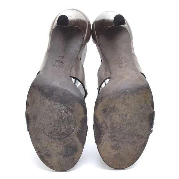 Tory Burch Teagan Stingray Vegan Gladiator Sandals Caged Heels 8 M - Picture 6 of 8